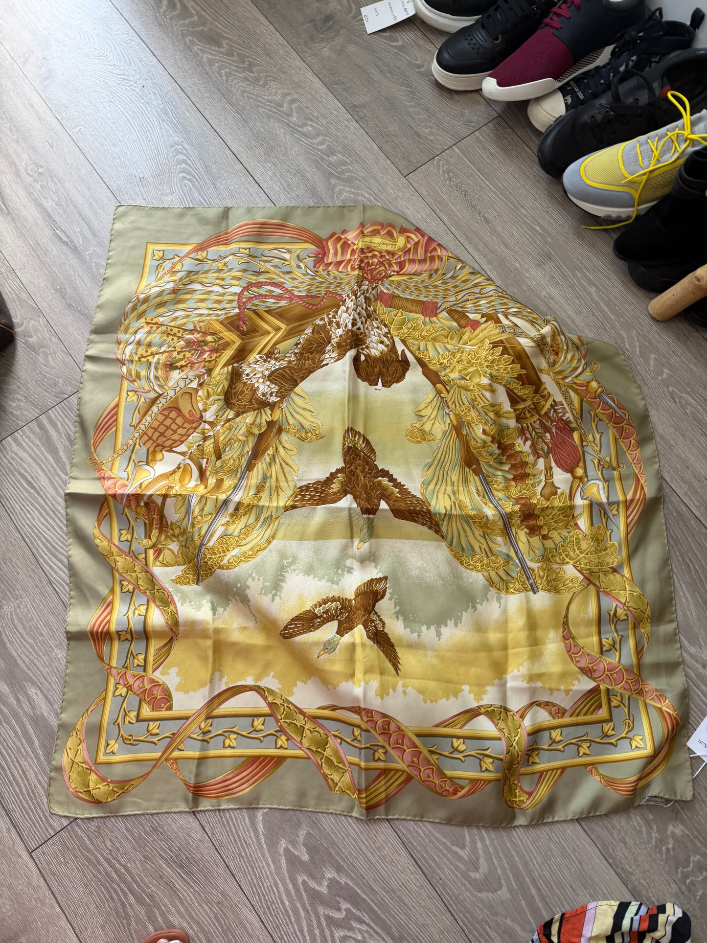 Preloved, Hunting Print  Salvatore Ferragamo Silk Scarf