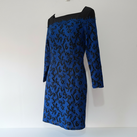 Pre-owned Blue/Black Erdem Dress, Size 12