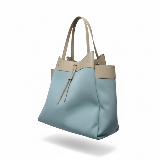 Pre-owned but New, Blue and Stone Leather Ferrari X Charles Leclerc Travel Tote, Large, BRAND NEW