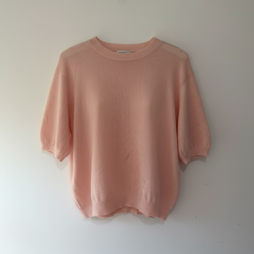 Preloved Baby Pink BNWT 100% Cashmere Crush 01234 Short Sleeve Knit Top, L