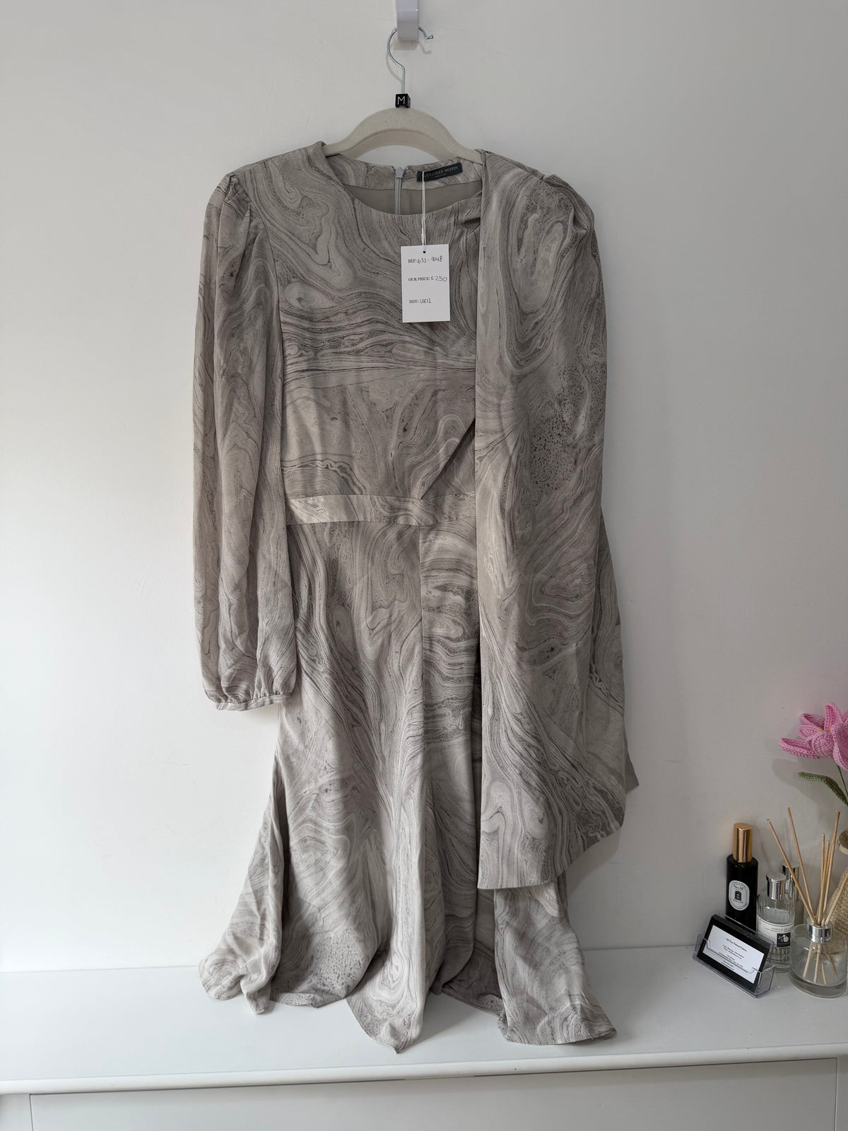 Preloved, Marble Grey Alexander Mcqueen Dress, UK 12