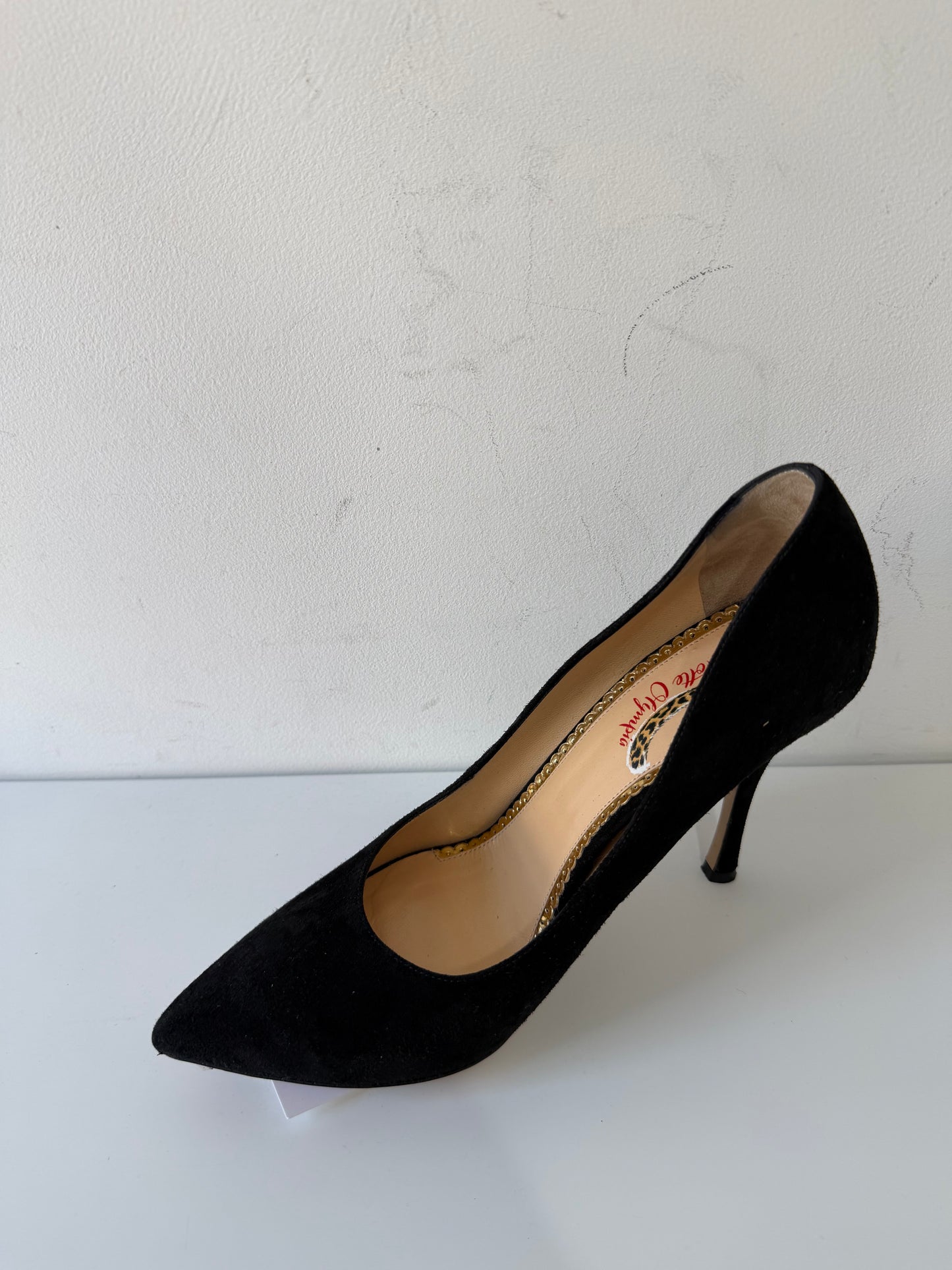 Preloved, Black Suede  Charlotte Olympia Heels, Size 37.5 - UK 4.5