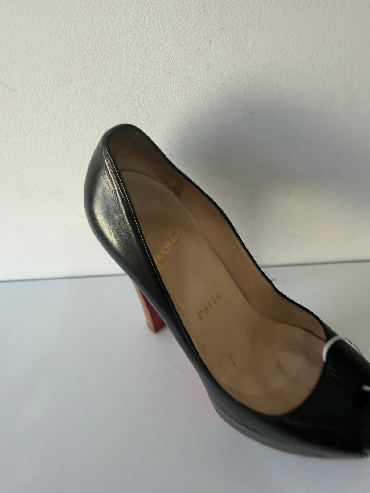 Preloved, Black Leather  Christian Louboutin Heels, Size 37.5 - UK 4.5