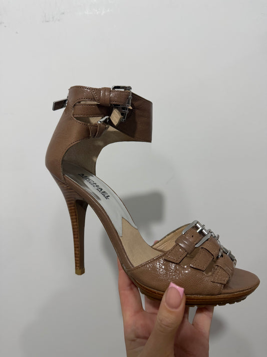 Brown Buckle Michael Kors Heels, Size UK 5