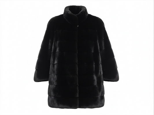 Preloved Yves Salomon Mink Fur Coat Size 10 Black