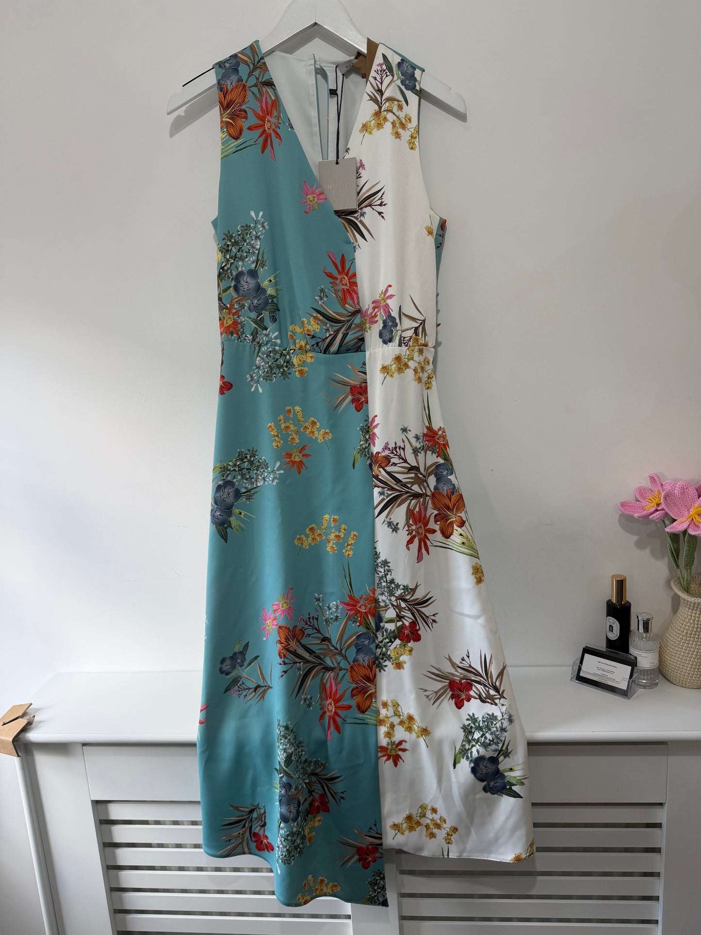 Preowned Blue Pattern Marella Brand New Dress, Size 10