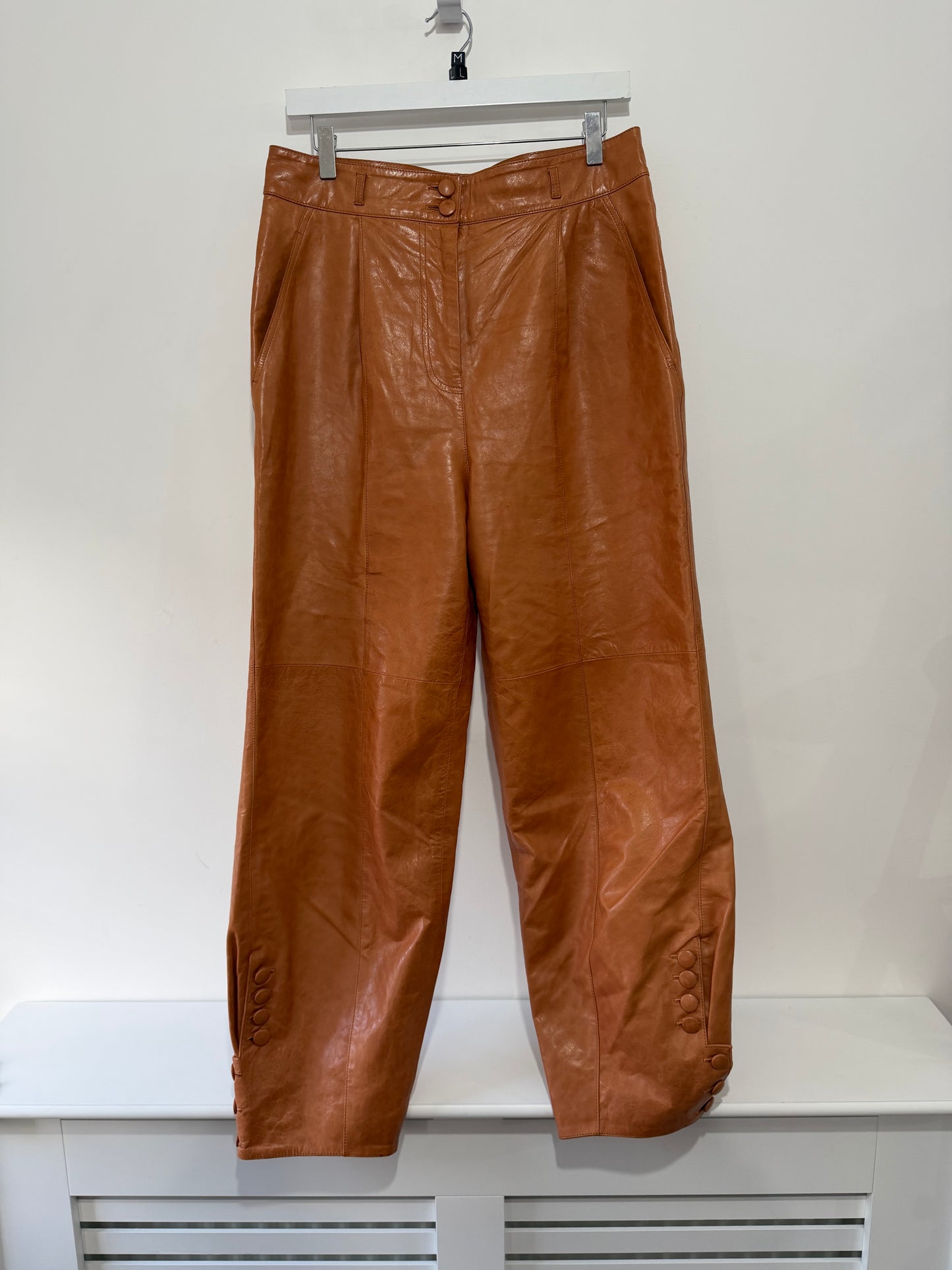 Burnt Orange Ulla Johnson Leather Pant Trouser, Size UK 14