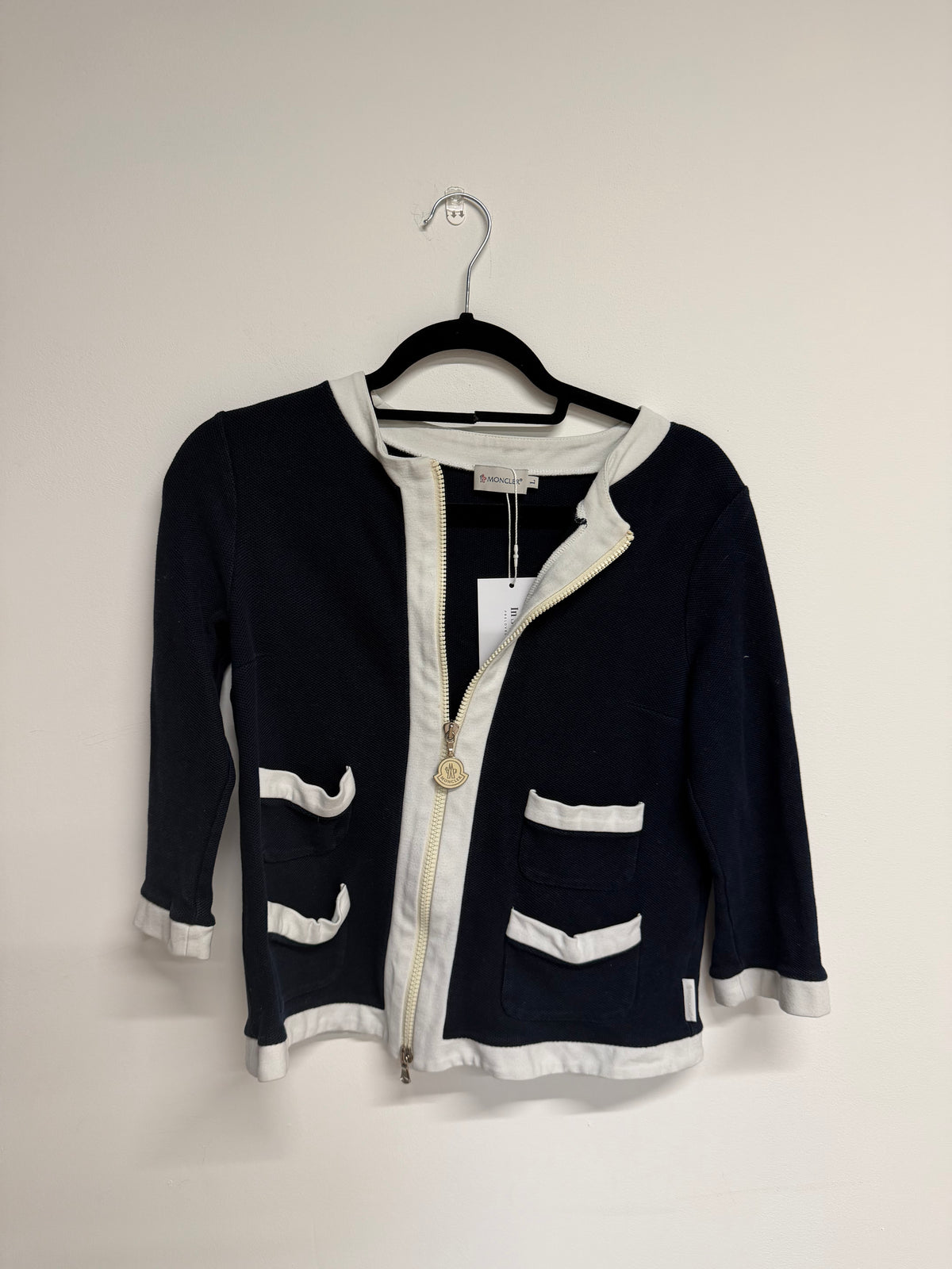 Preloved Moncler Cardigan Large Navy and White