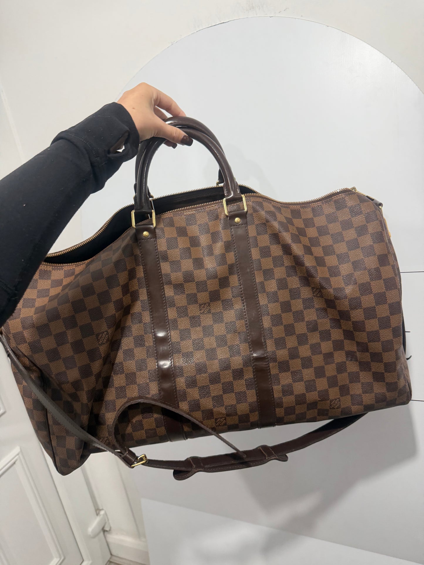 Damier Ebene Louis Vuitton Holdall Keepall, 55