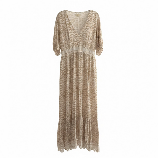 Preloved, Beige/White  Aspiga  Dress, Size XL