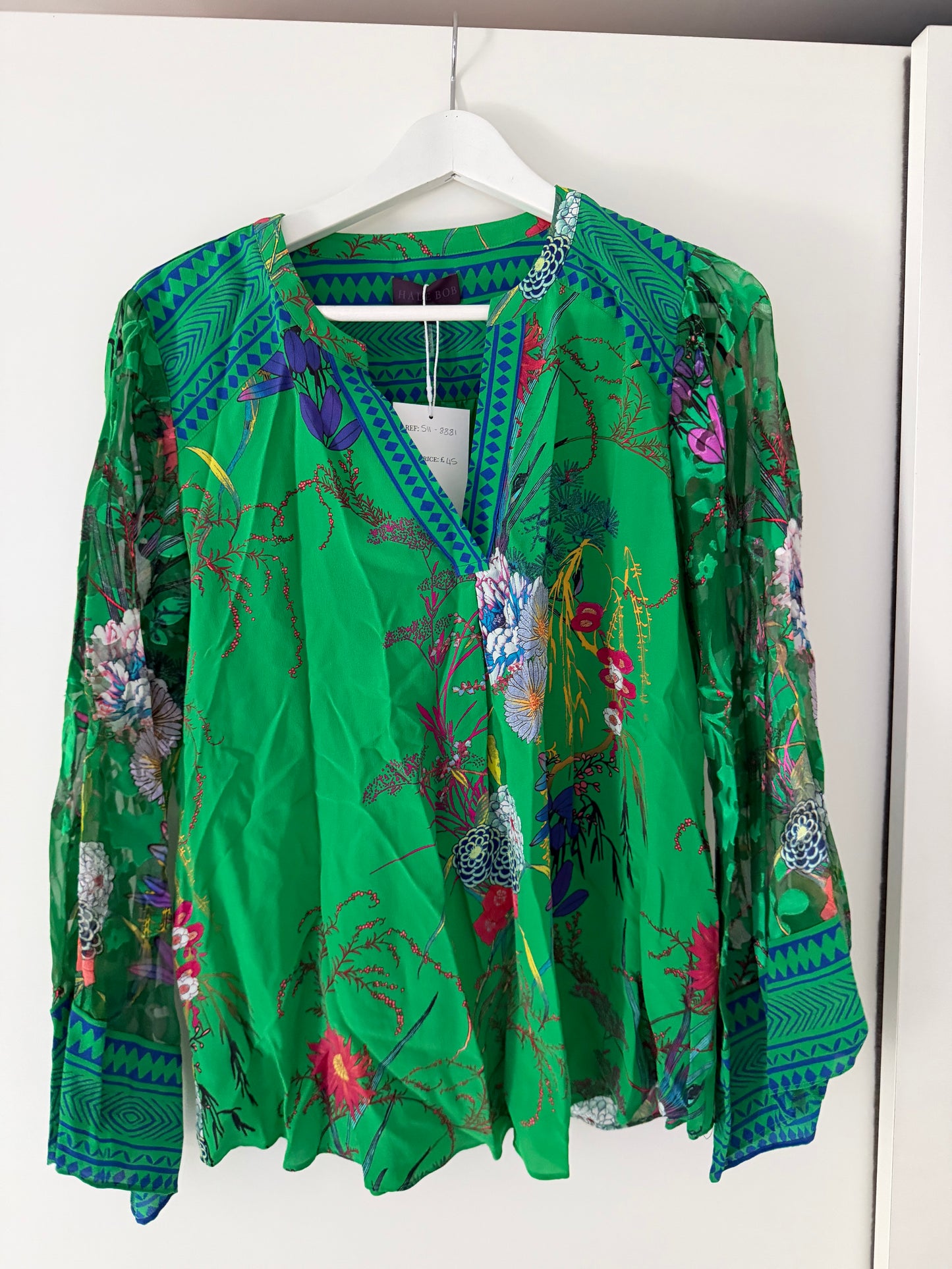 Pre-loved Patterned Green Hale Bob Blouse, L
