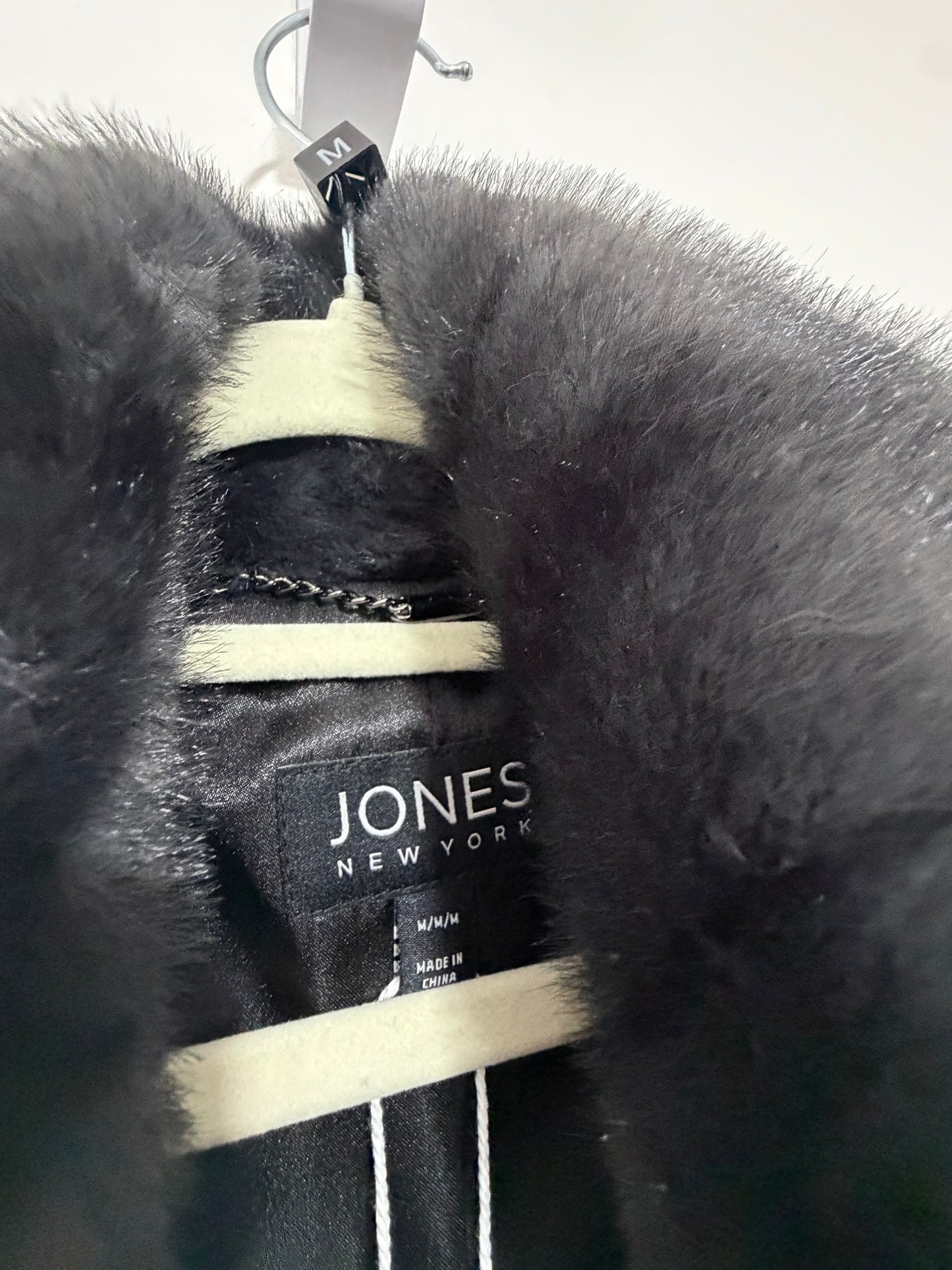 Preloved Jones New York Faux Fur Jacket Medium Dark Grey