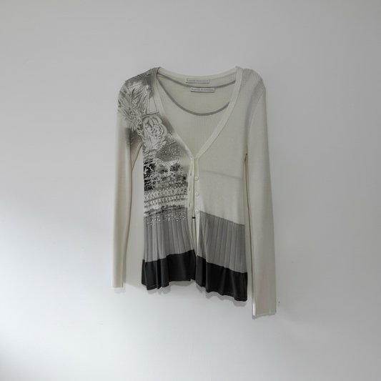 Preloved, Cream/Grey Didier Parakian Top/Cardigan Set, UK 6