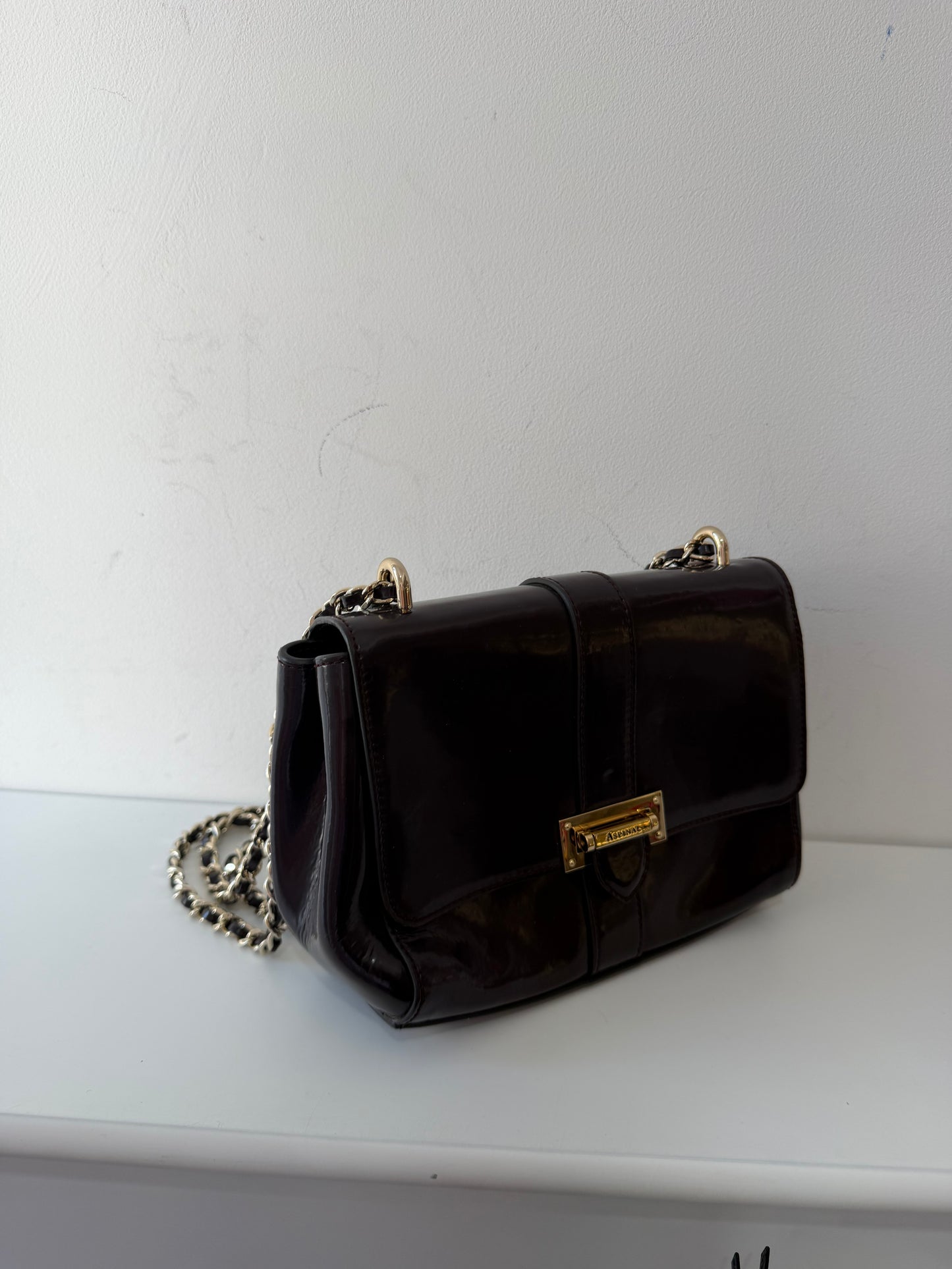 Preloved, Burgundy with Gold Hardware Aspinal of London Handbag