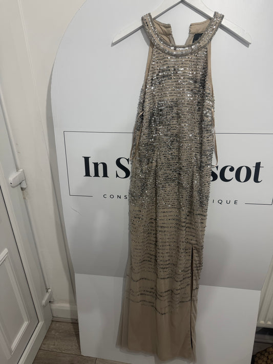 Silver Adrianna Papell Ballgown, Size 14 but fits 12/14