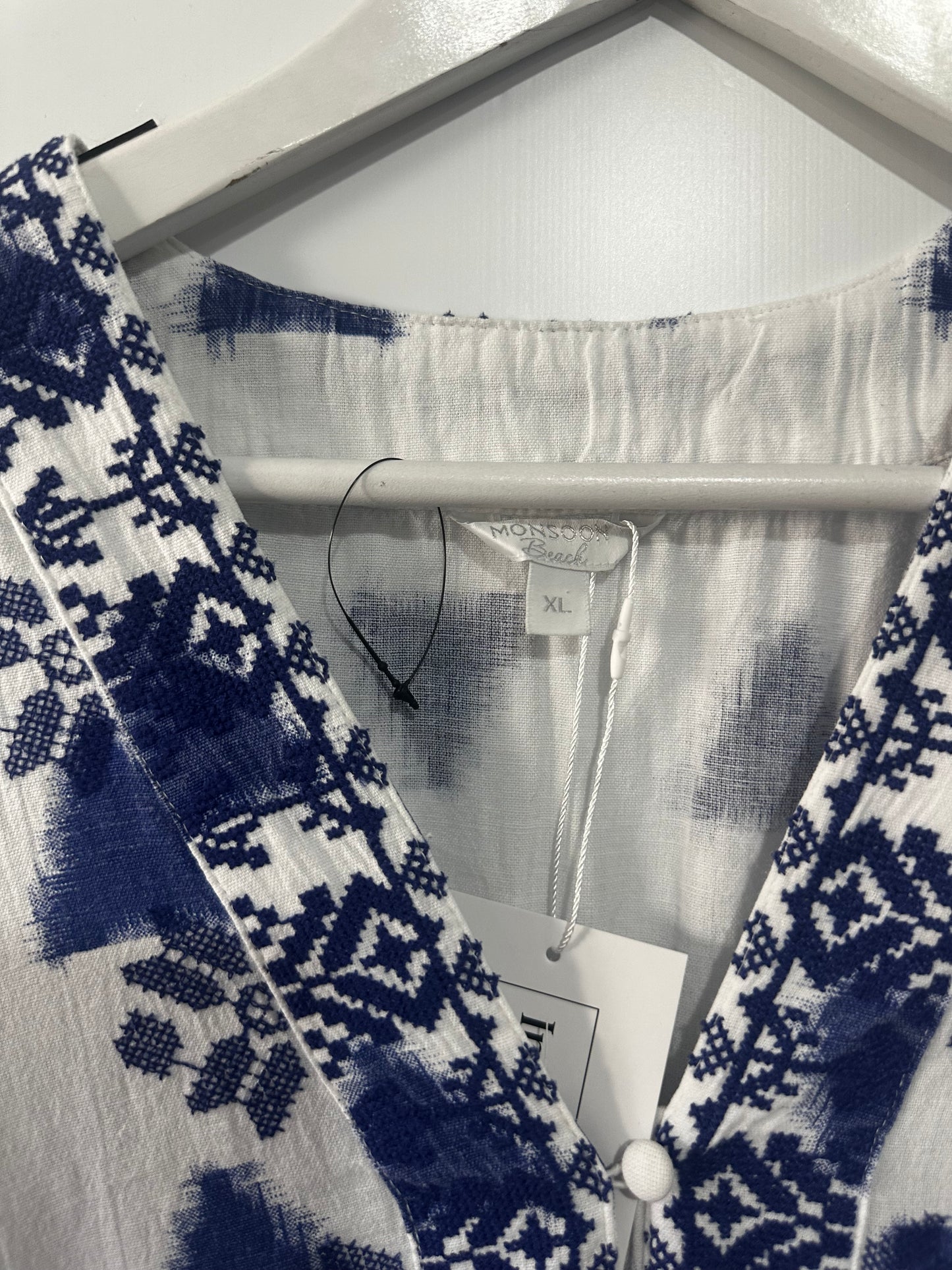 White/Blue Monsoon Dress, XL