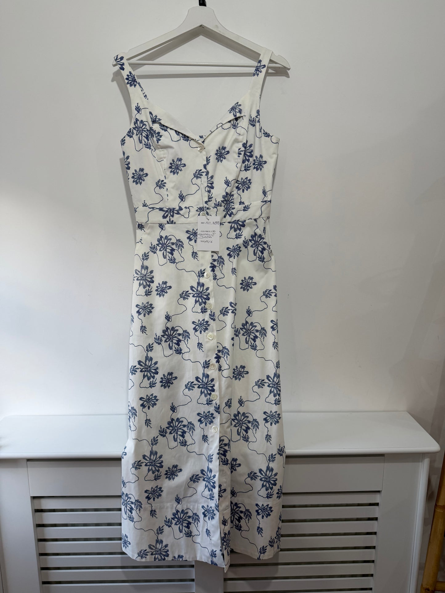 Preloved White & Blue Equipment Dress, 6 XS