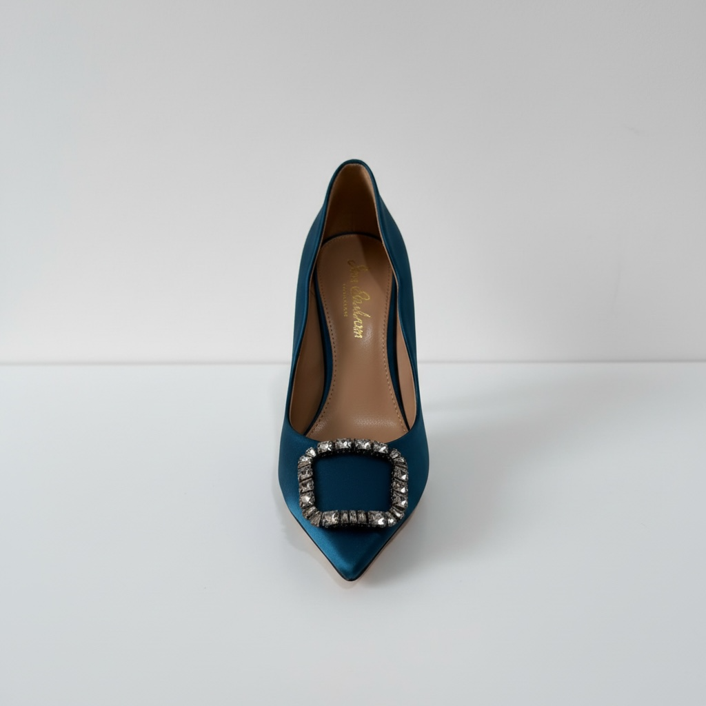 Pre-owned, Brand New Teal Sam Edelman Satin Heels, Size 5.5