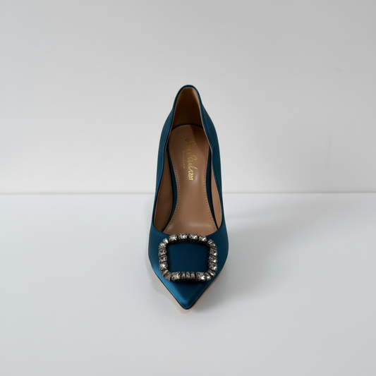 Pre-owned, Brand New Teal Sam Edelman Satin Heels, Size 5.5