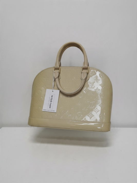 Preloved Louis Vuitton Alma Bag and Belt Set Belt 85cm (34 inches) Cream Vernis