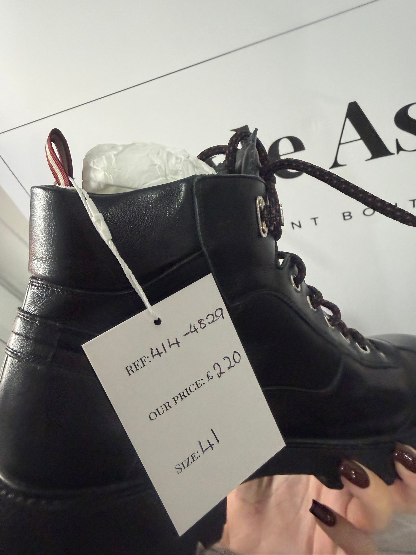 Black Bally Biker Boots, Size 41