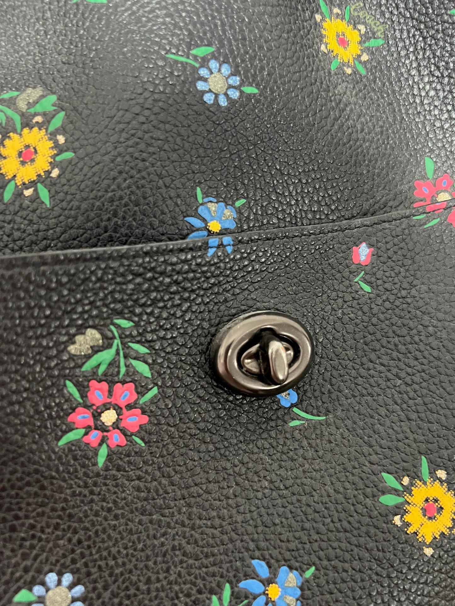 Flower Print Coach Handbag, Bucket Drawstring