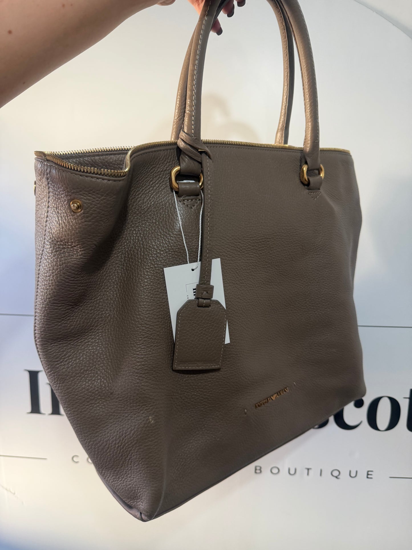 Taupe Emporio Armarni Tote and Wallet, Large