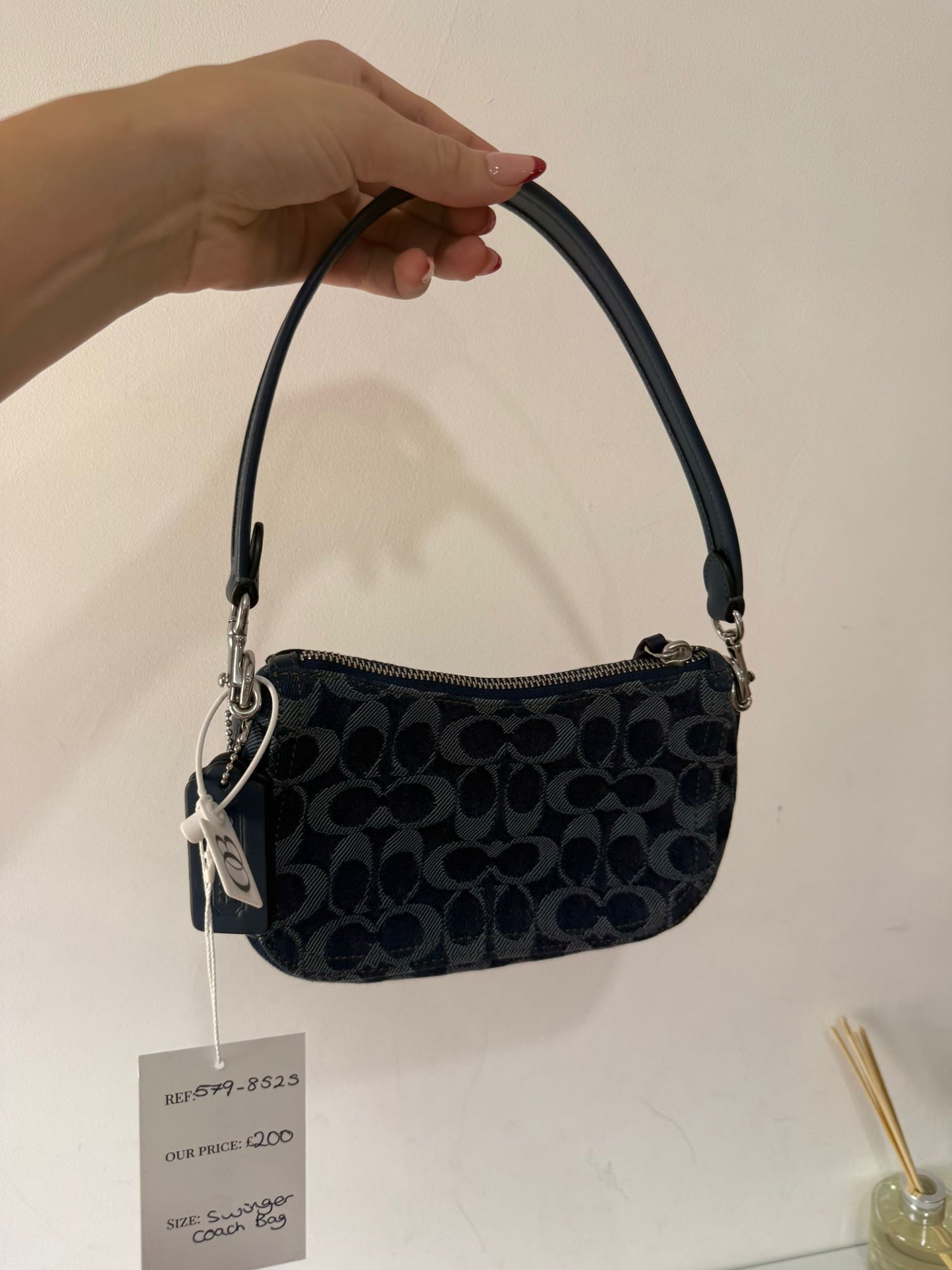 Preloved Denim Coach Swinger Bag, Mini