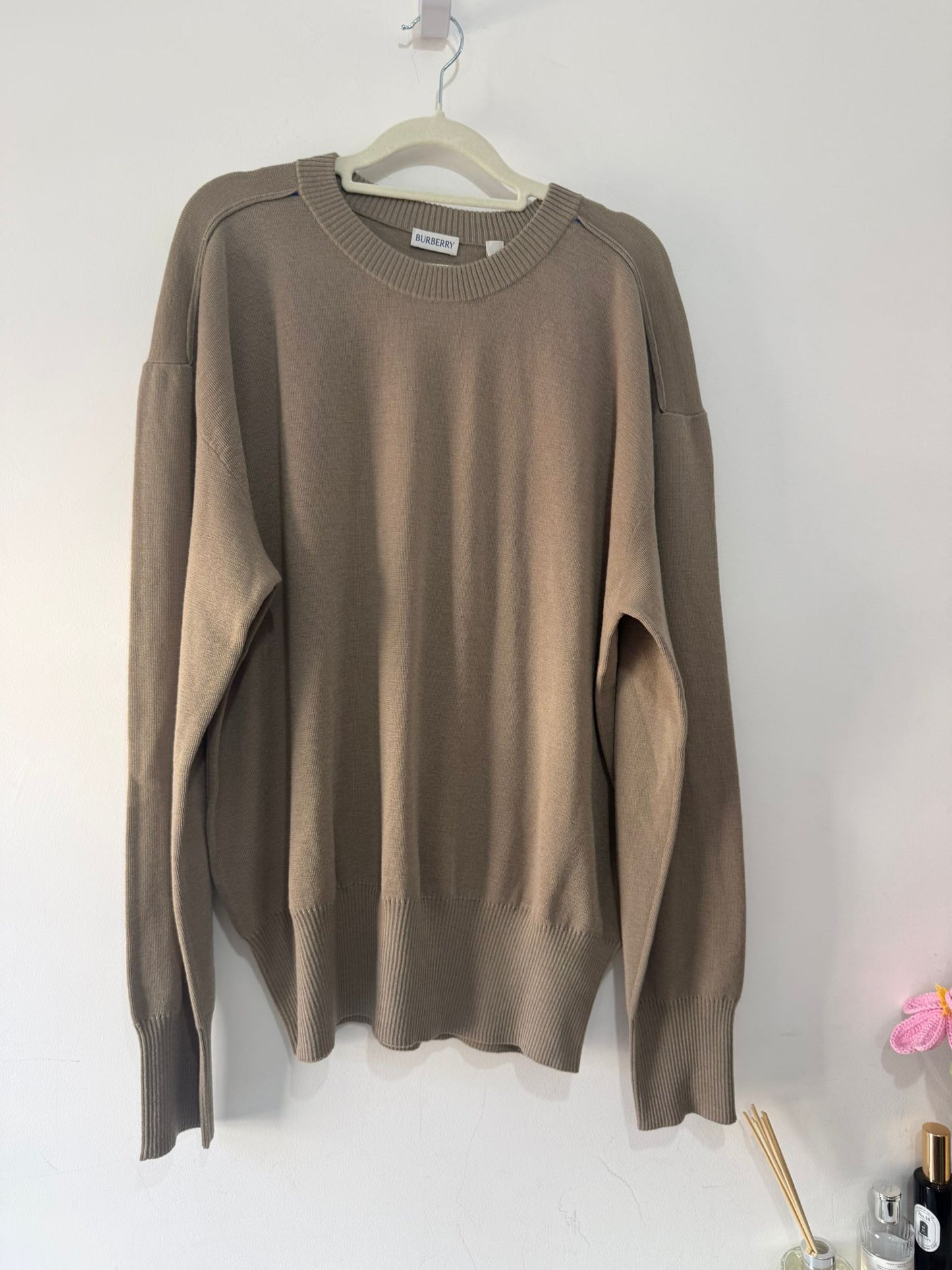 Preloved, Brown Burberry Knitted Jumper, XL BNWT