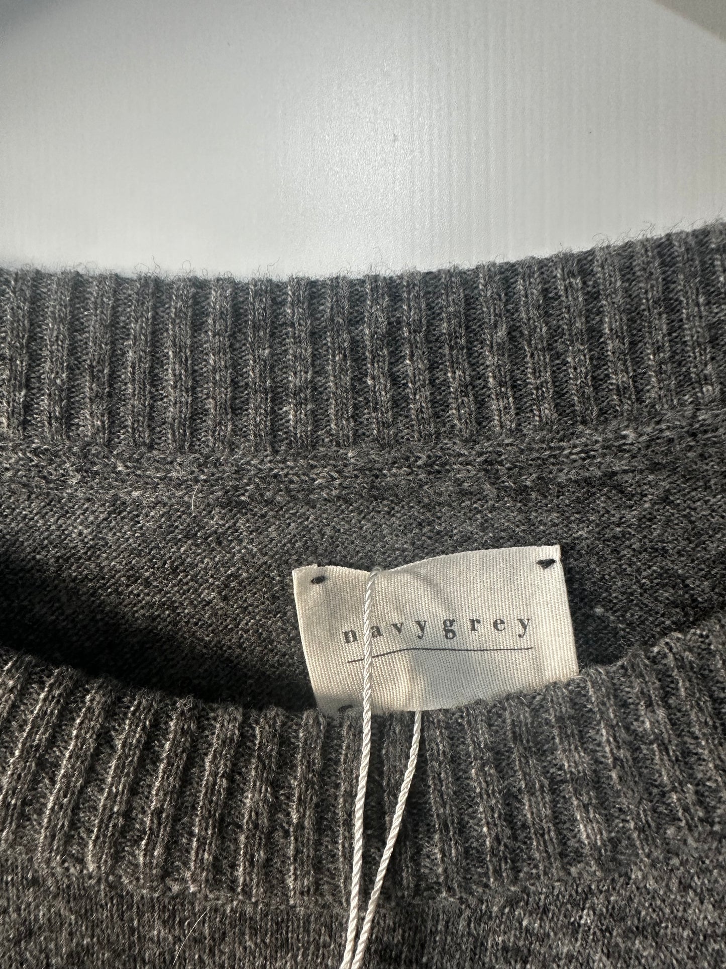Grey Navy Grey Merino Wool Jumper, XL
