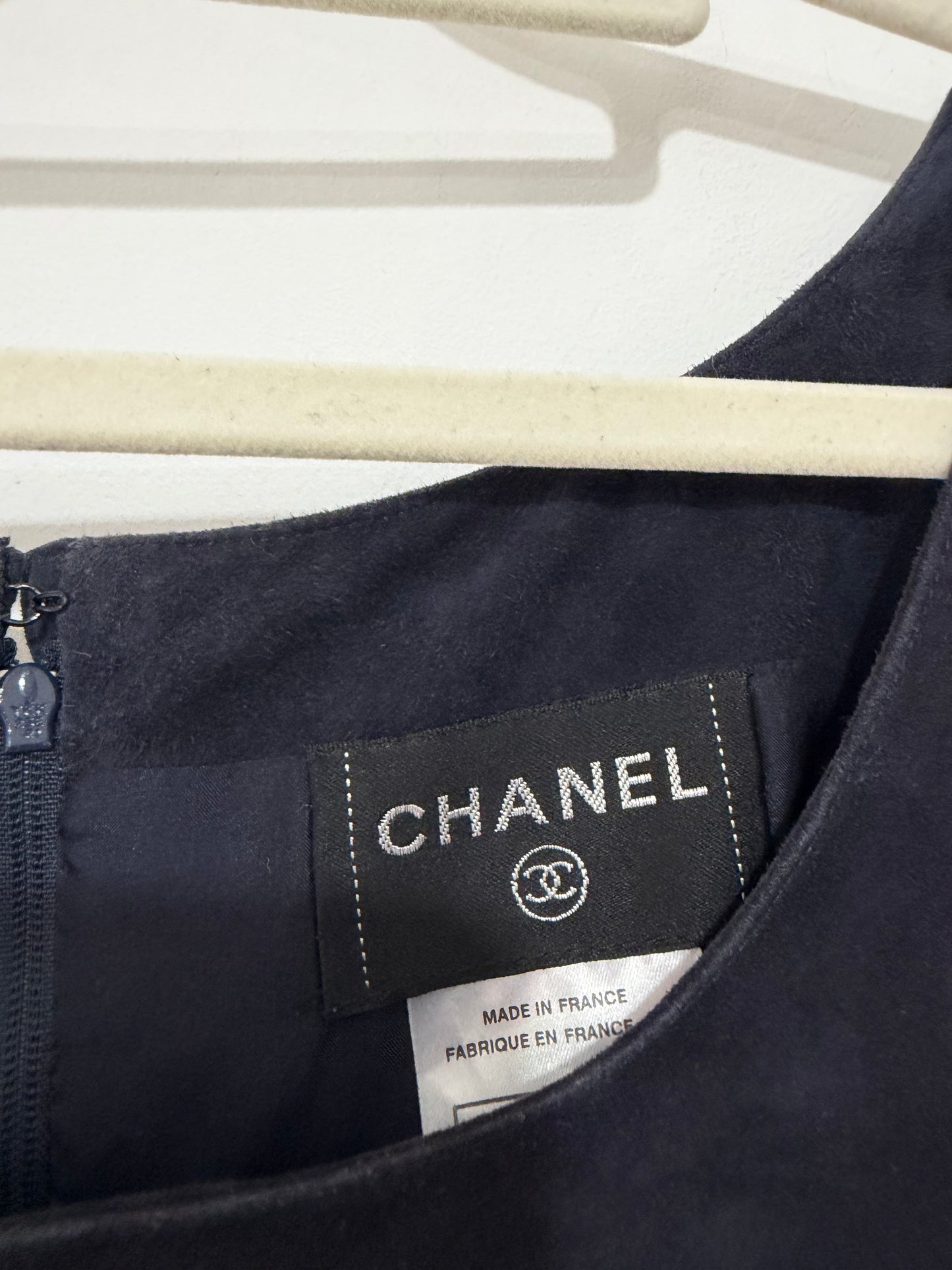 Preloved, Navy Chanel Dress, UK 10 Suede Goatskin