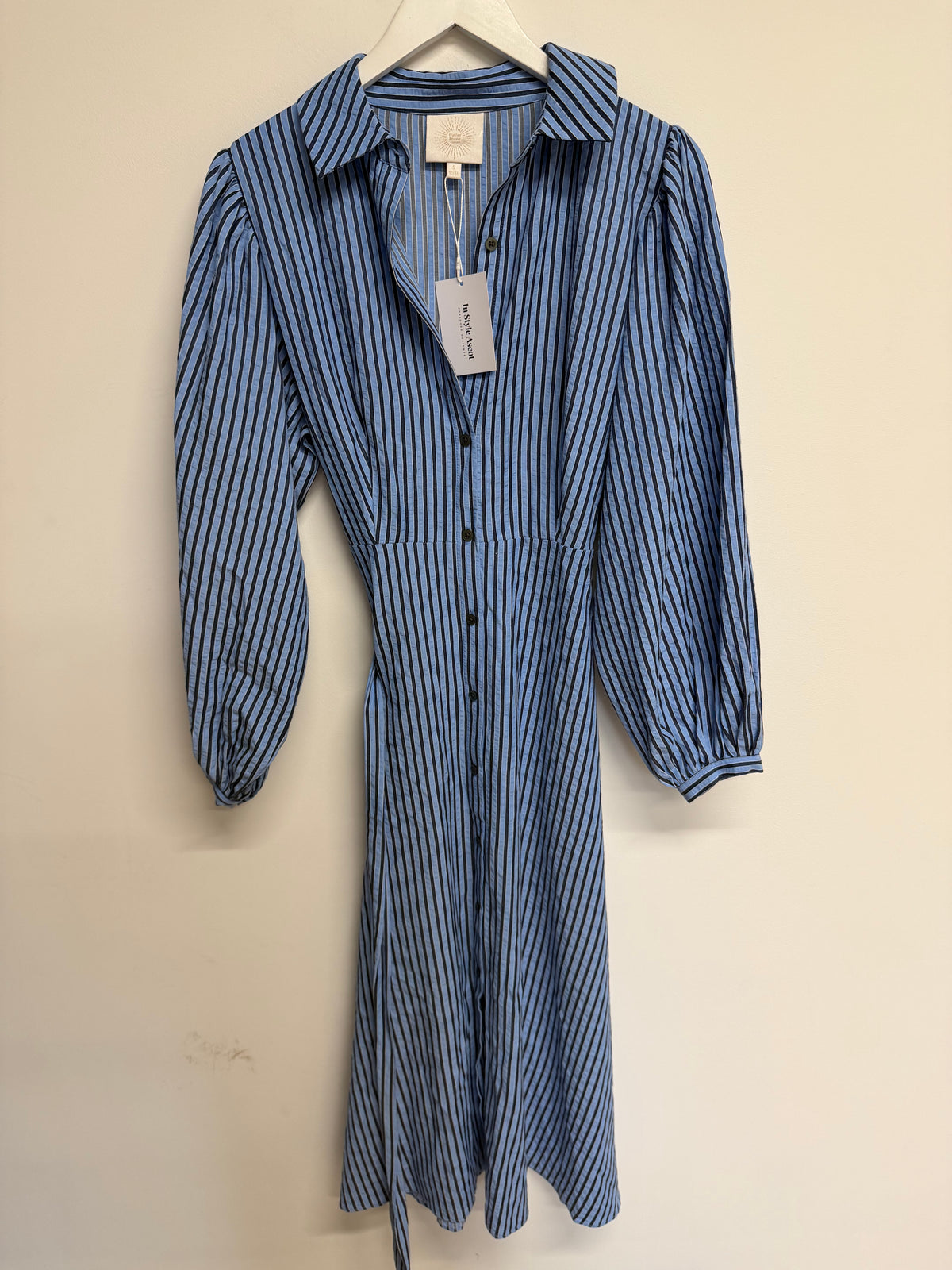 Preloved Feather & Bone London Dress Size Small Blue and Navy Stripe