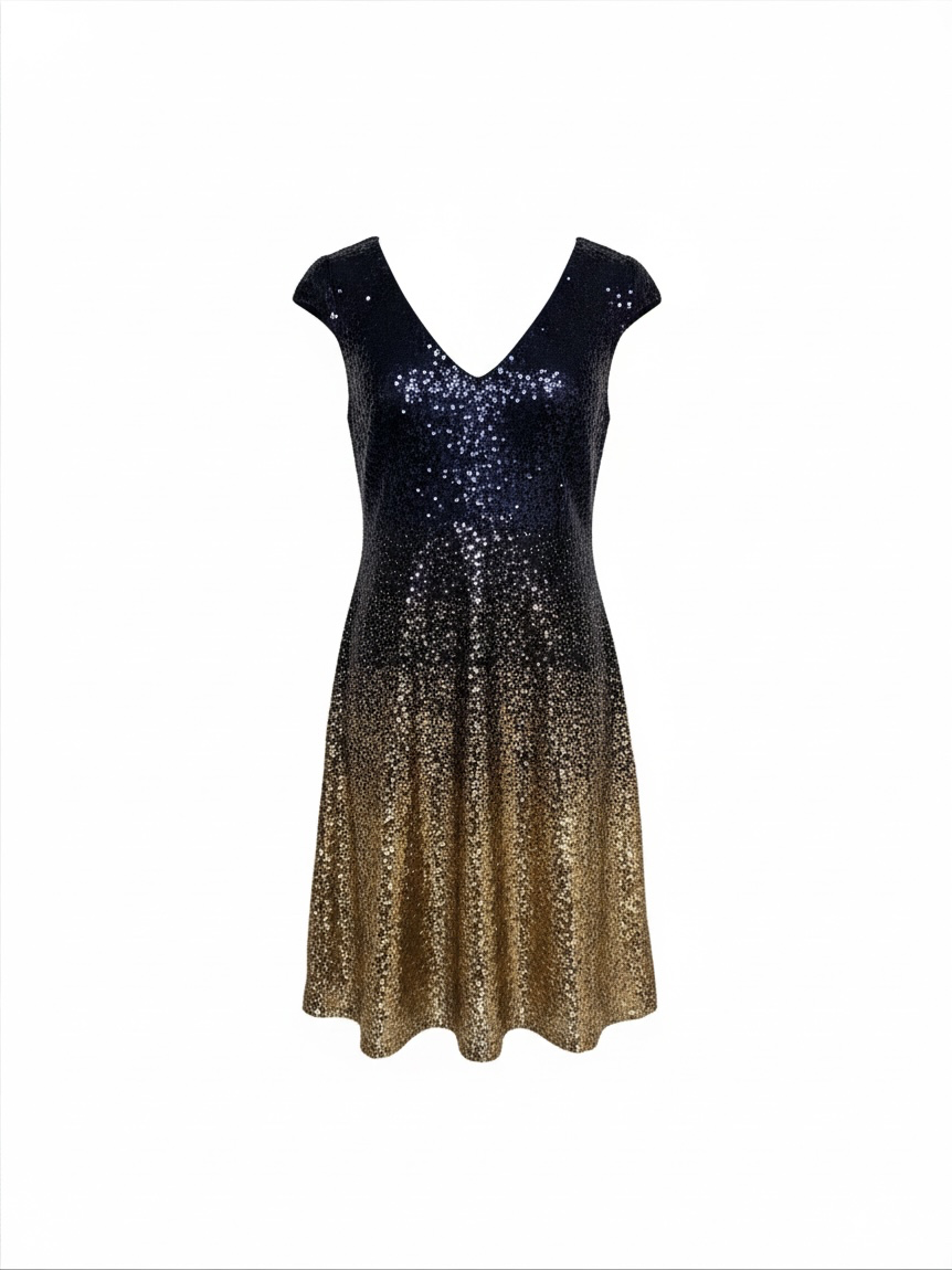 Preloved Johnny Was Dress Size 12 Navy Sequin