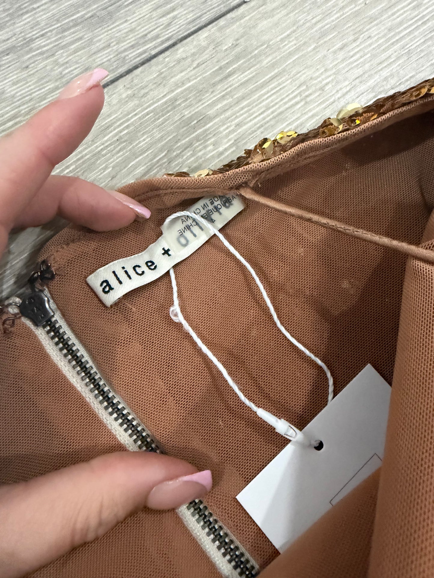 Gold Sequin Alice + Olivia Mini Dress, Size UK 6-8