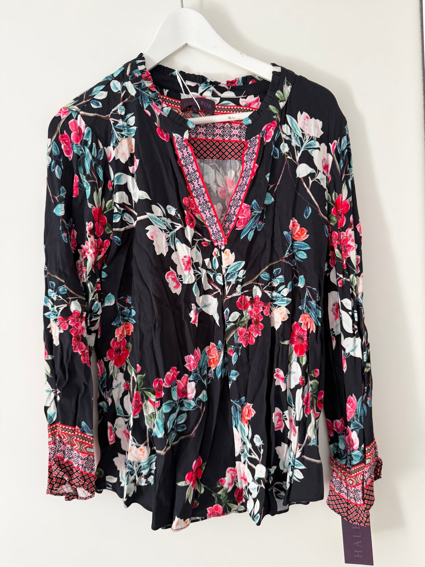 Pre-loved Pattern Black Hale Bob Blouse, XL, BNWT
