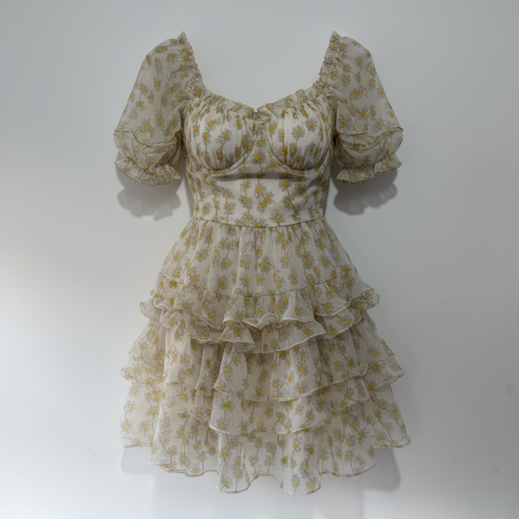 Pre-owned Daisy floral print 100% silk Diane Von Furstenburg Silk dress, Size uk 8-10