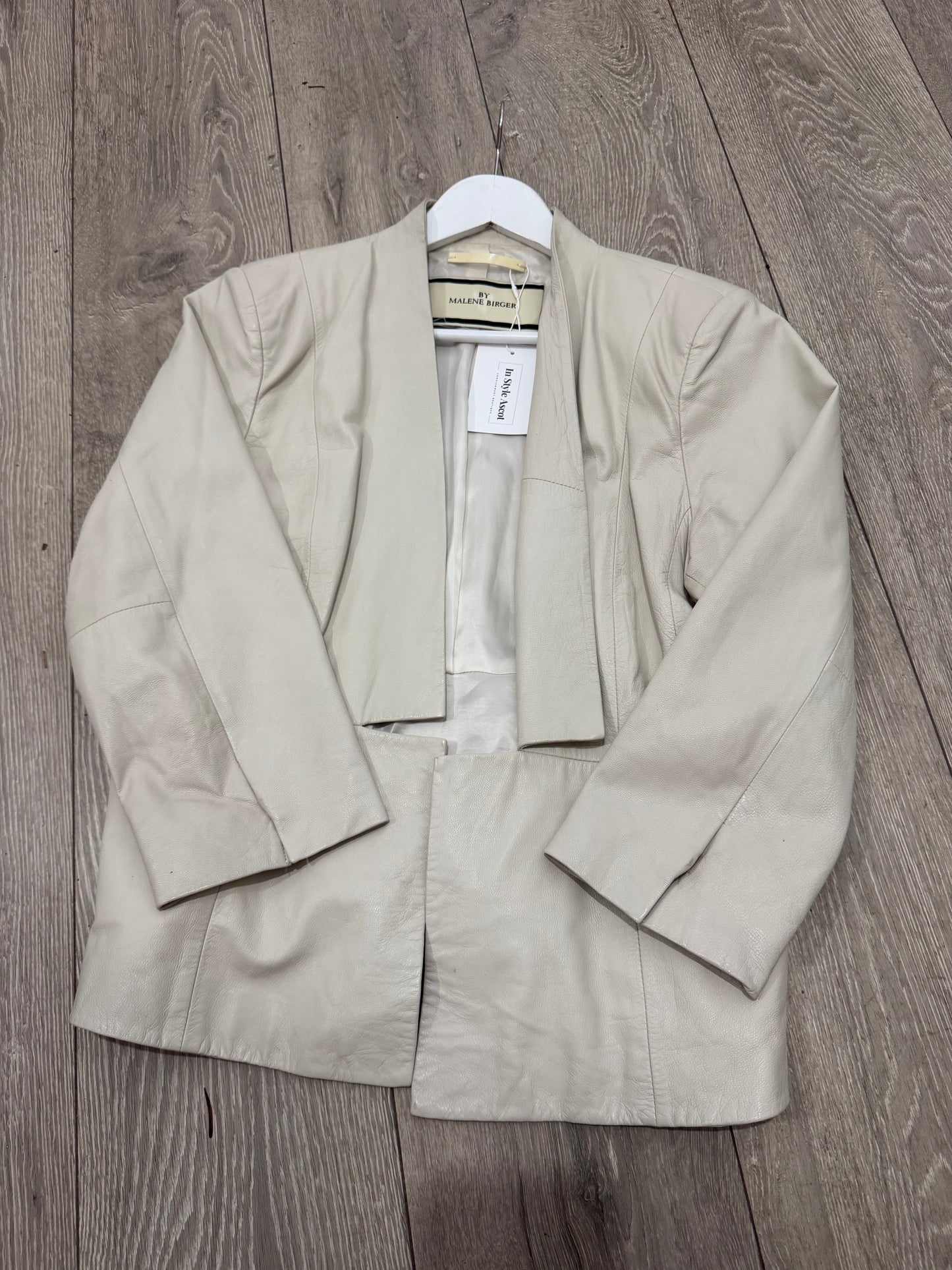 Pre-owned Cream/Neutral By Malene Birger Leather Jacket, Size 12-14