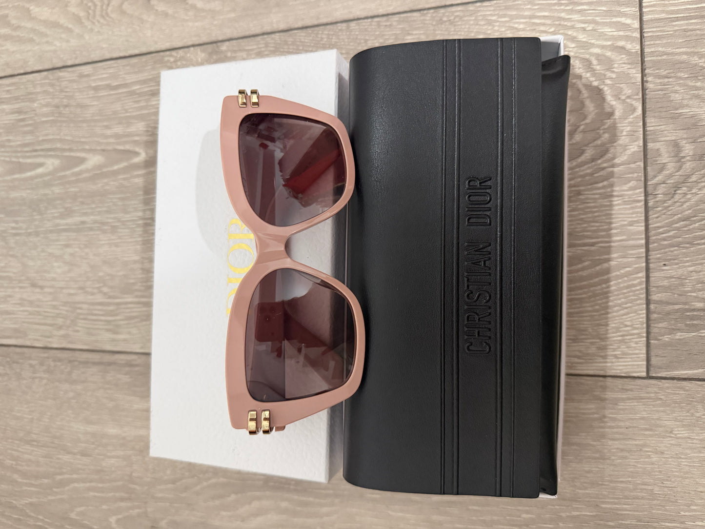 Pink Christian Dior Sunglasses, With case and box