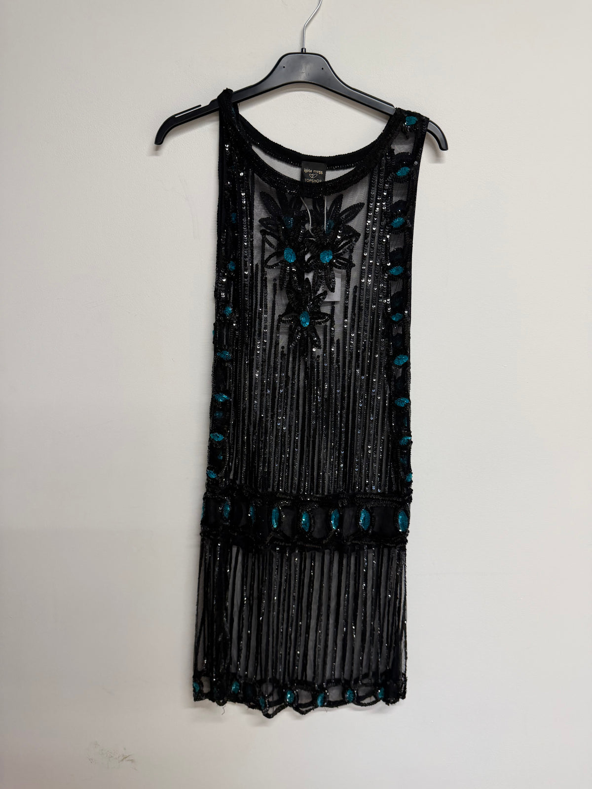 Preloved Kate Moss Topshop Sequin Dress Size UK 12 Black