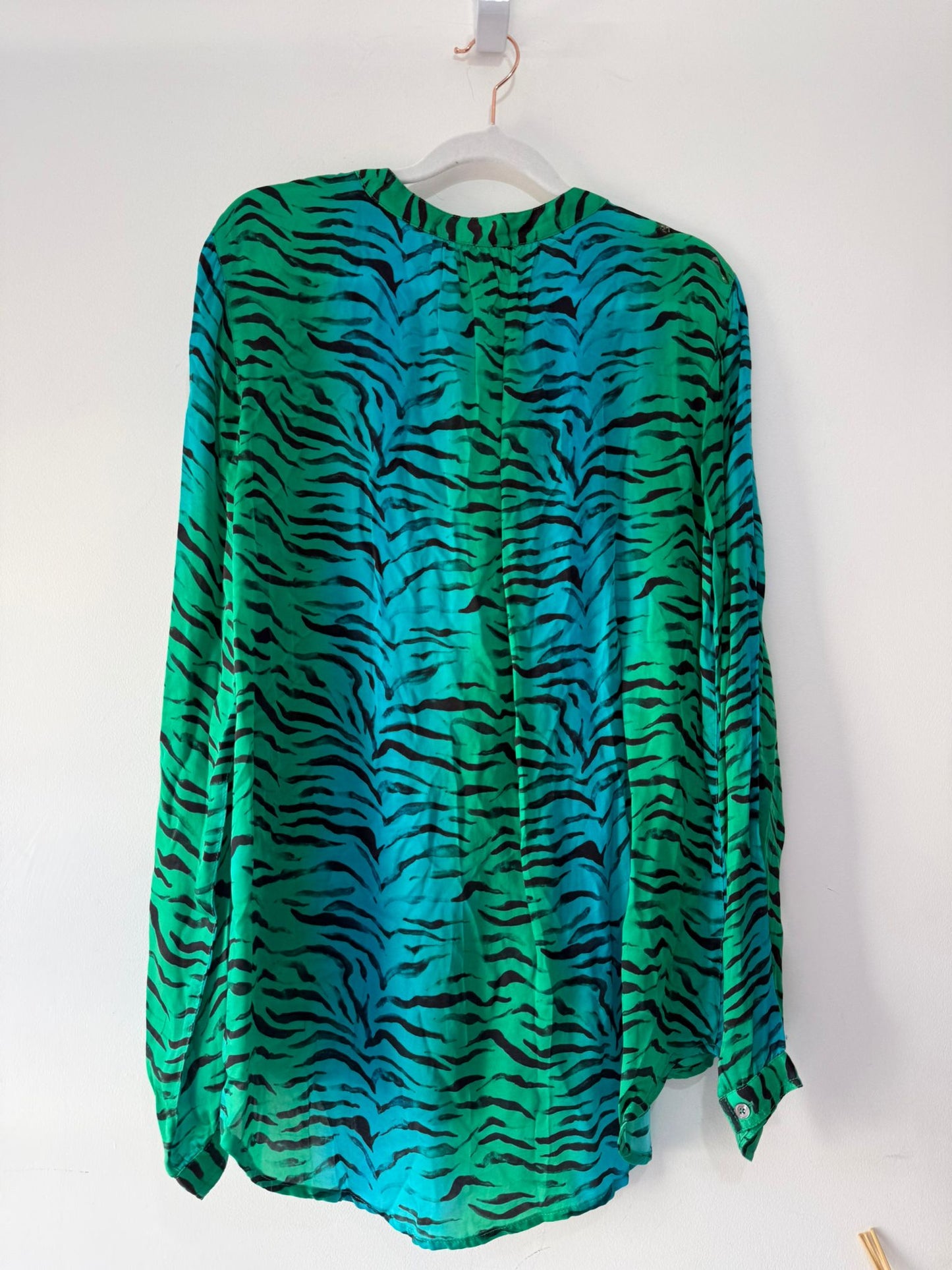 Preloved, Blue/Green Prim Rose Park Blouse, Size Large