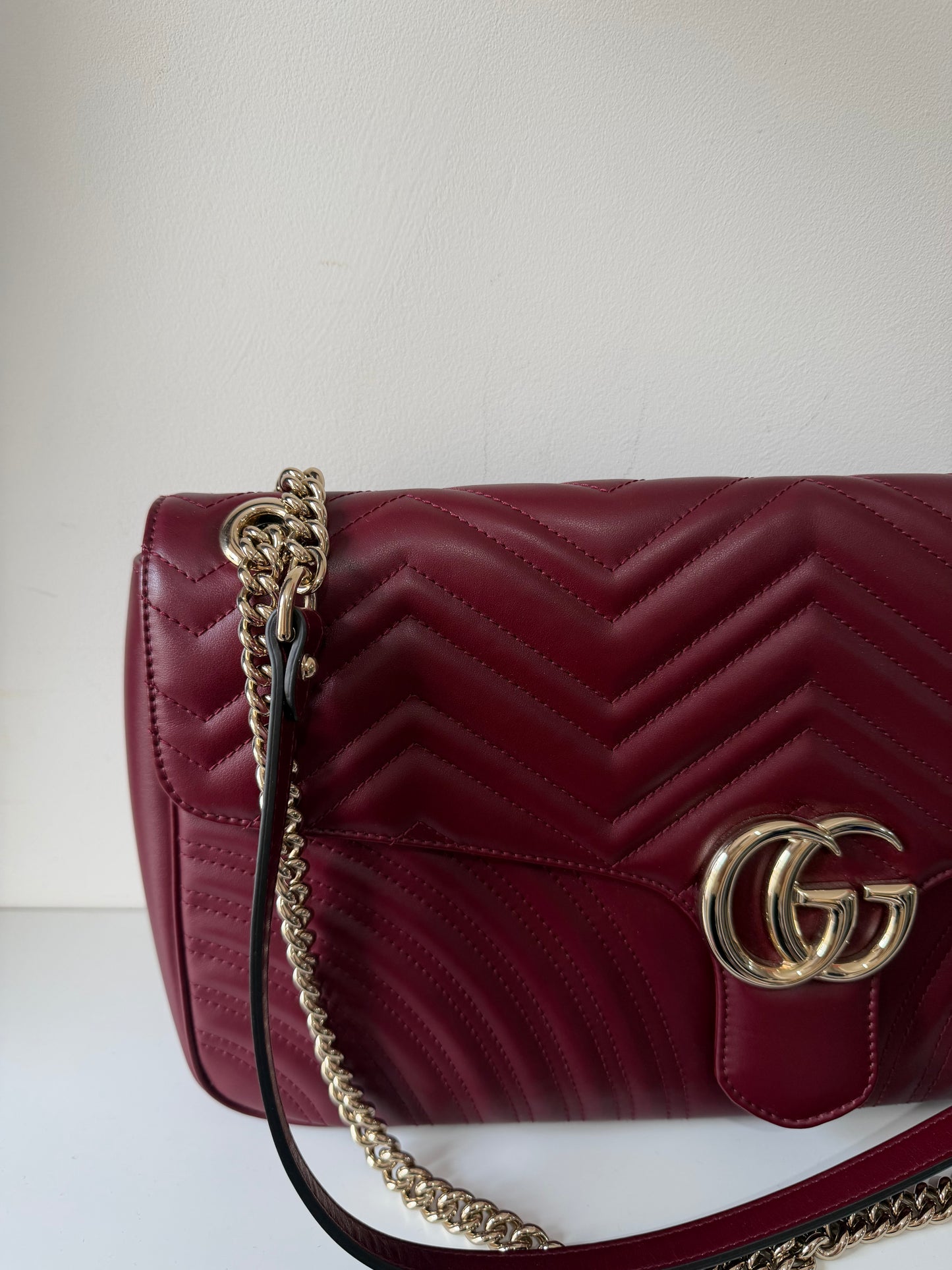 Pre-owned, New, Burgundy Gucci Marmont Bag, Size XL