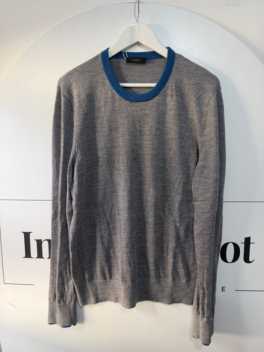 Grey Joseph Merino Wool Jumper, Men’s Large
