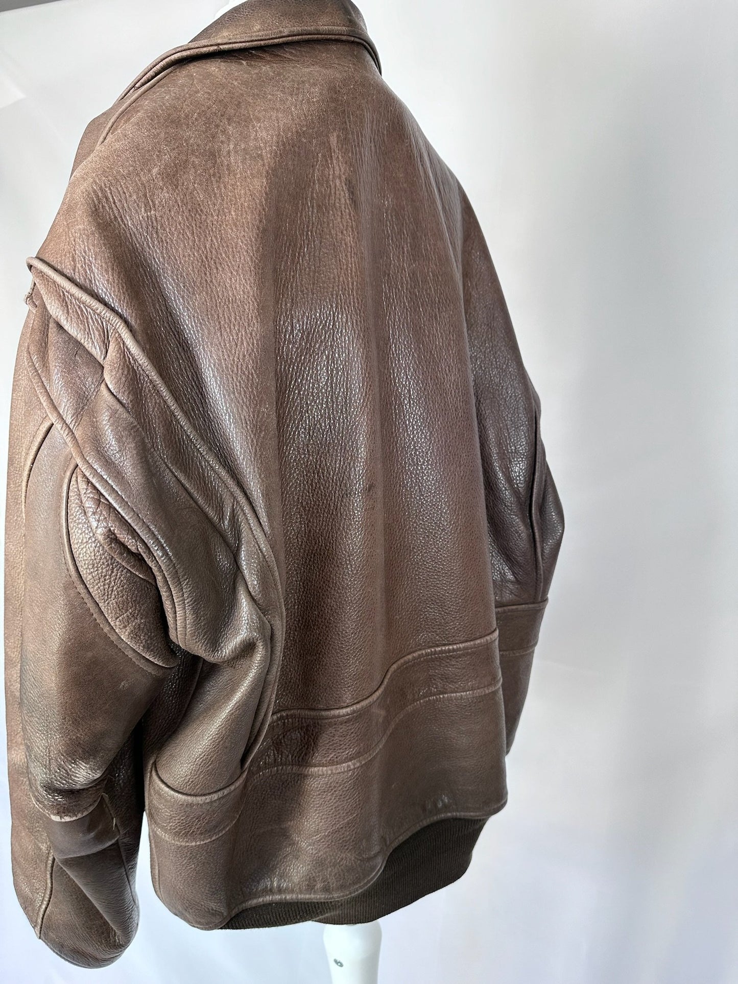 Vintage Brown Oversized Leather Jacket - L