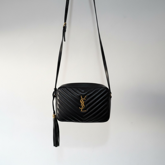 Pre-owned, Black with Gold Hardware YSL Saint Laurent Lou Camera Bag