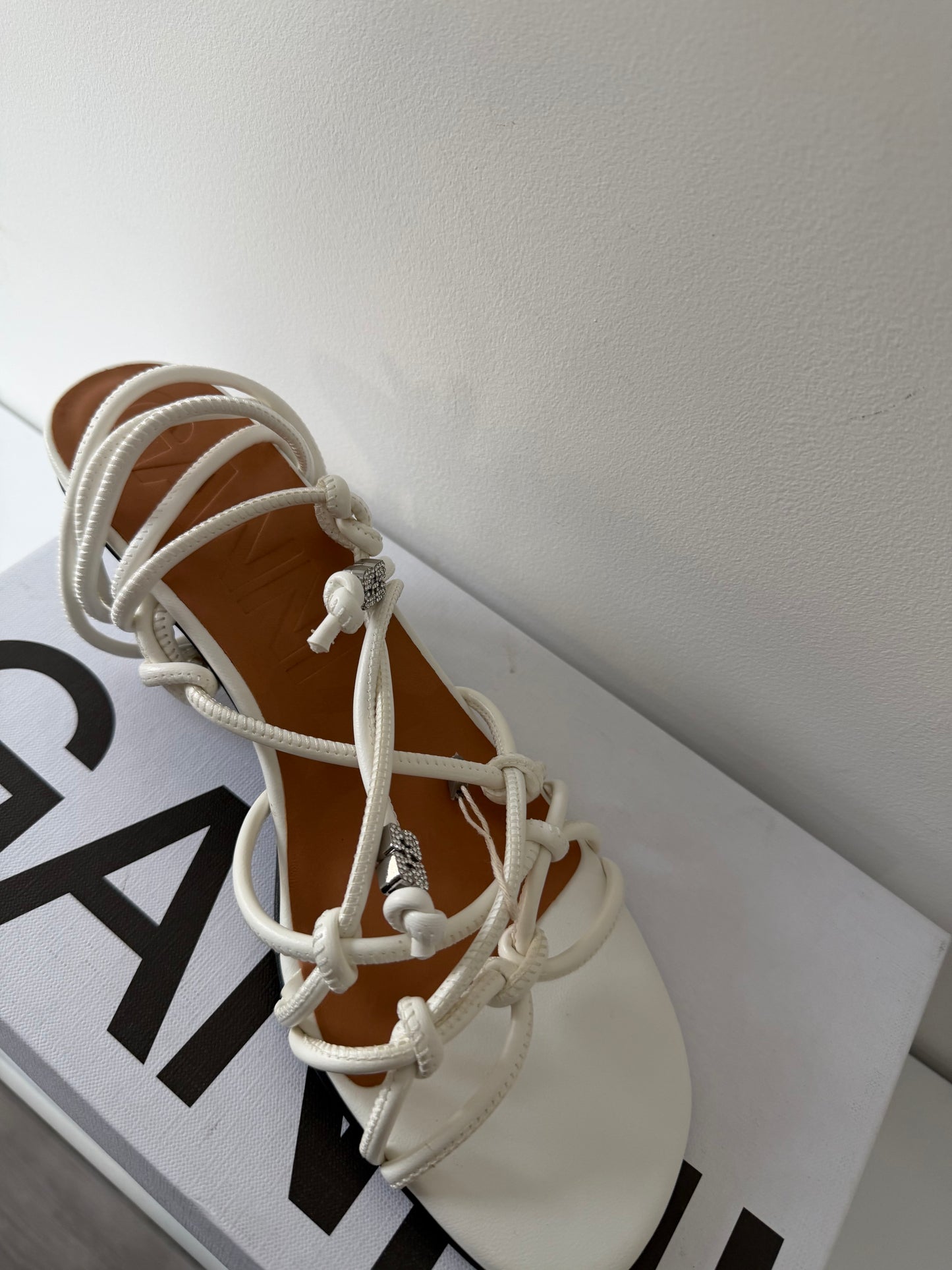 Pre-owned, Brand New Cream GANNI Kitten Heels, Size 6 (39)