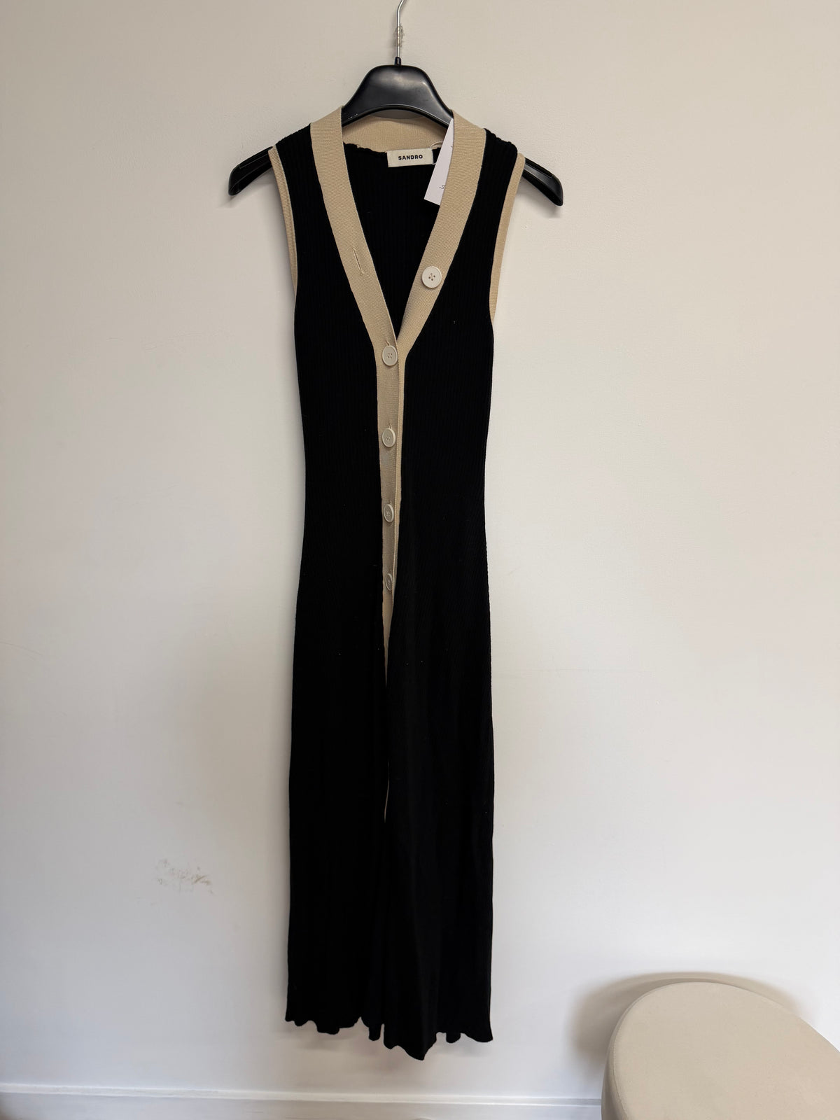 Preloved Sandro Dress Size Small Black and Cream