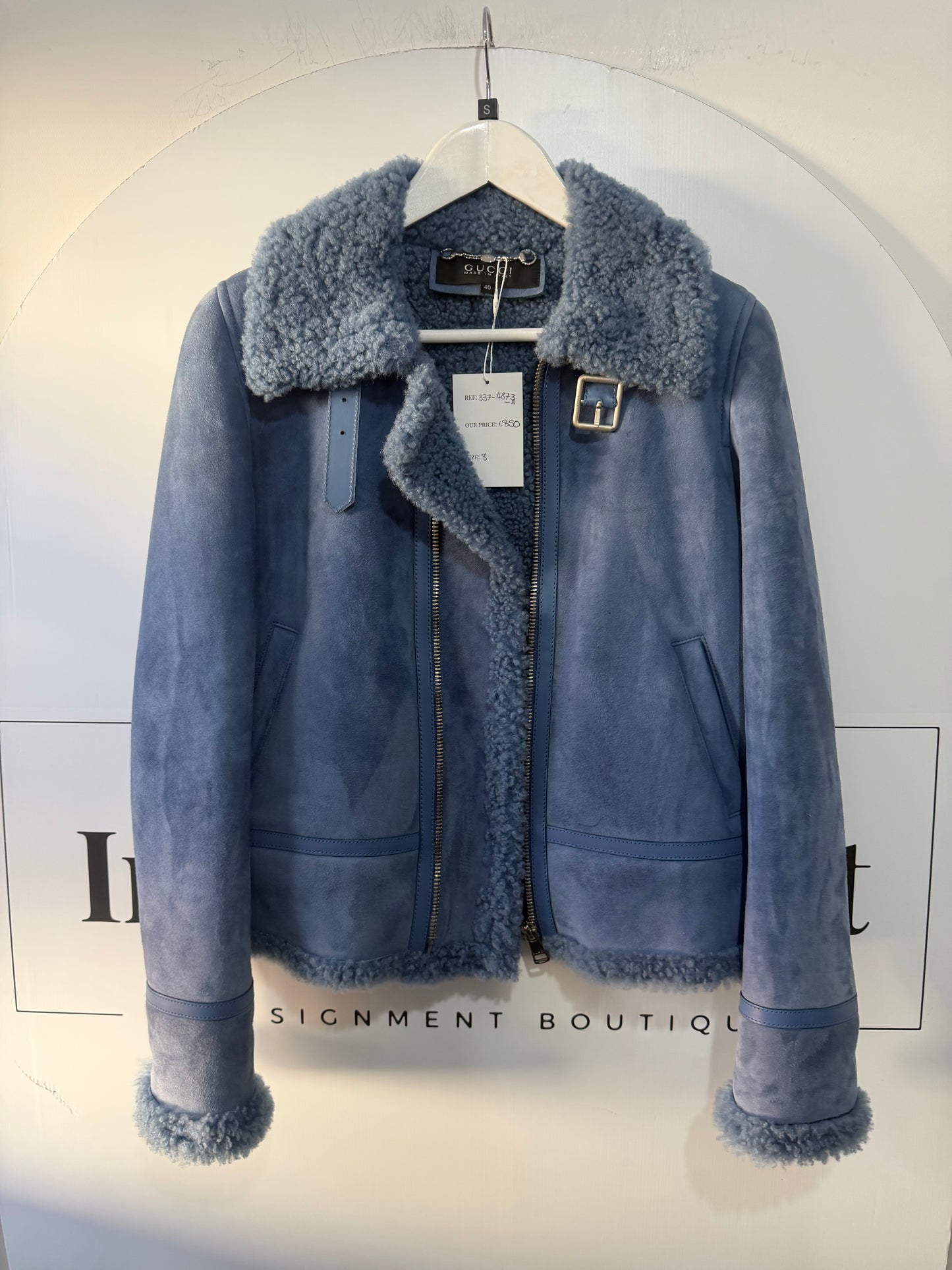 Blue Gucci Sherpa Jacket, Size 40 - UK 8
