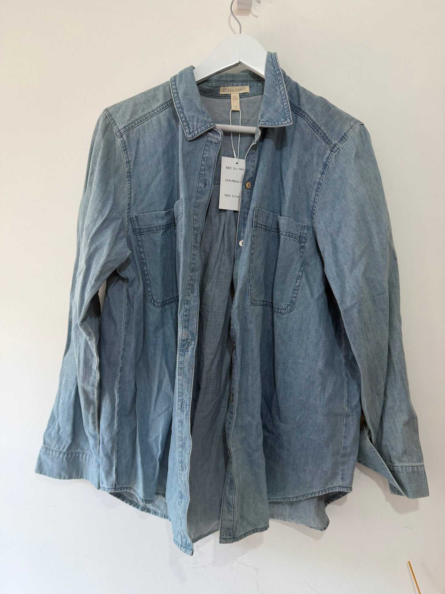 Preloved Light Blue Eileen Fisher Shirt, Size L