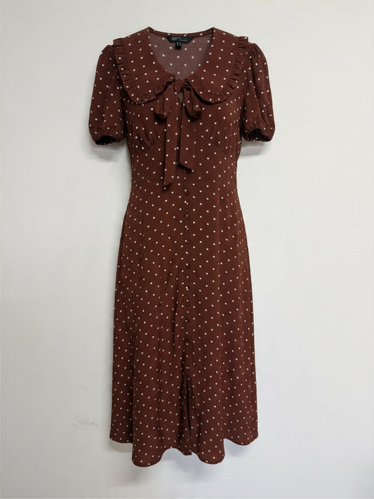 Preloved Nobody's Child Dress Size 10 Brown Polka Dot