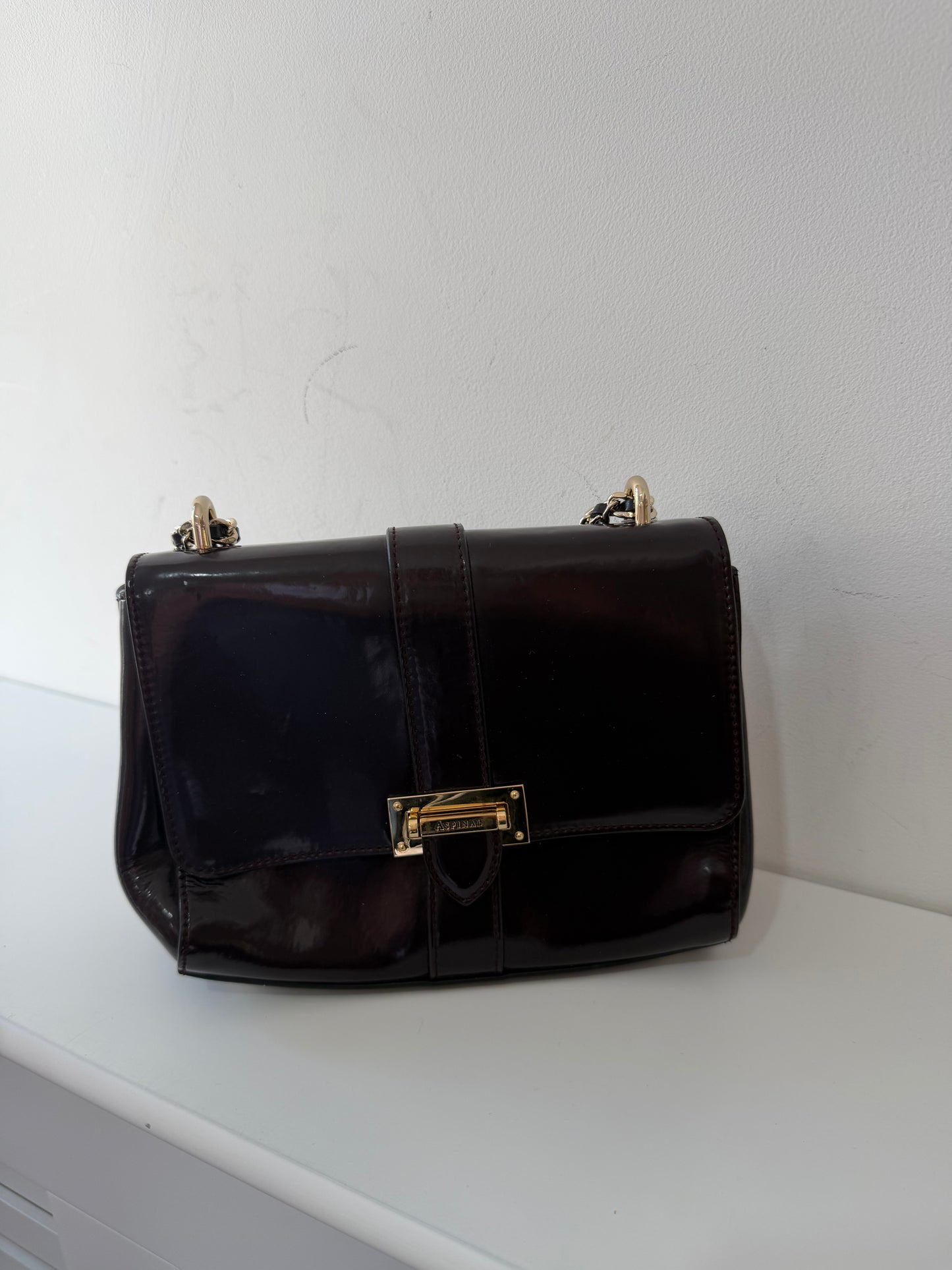 Preloved, Burgundy with Gold Hardware Aspinal of London Handbag